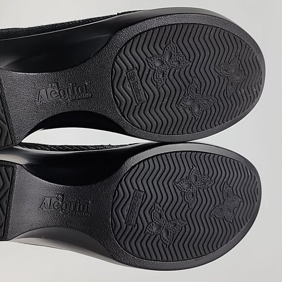 Alegria Women's Eryn Bob & Weave Black Leather Slip On Wedge Shoes Sz 38 - Picture 12 of 16